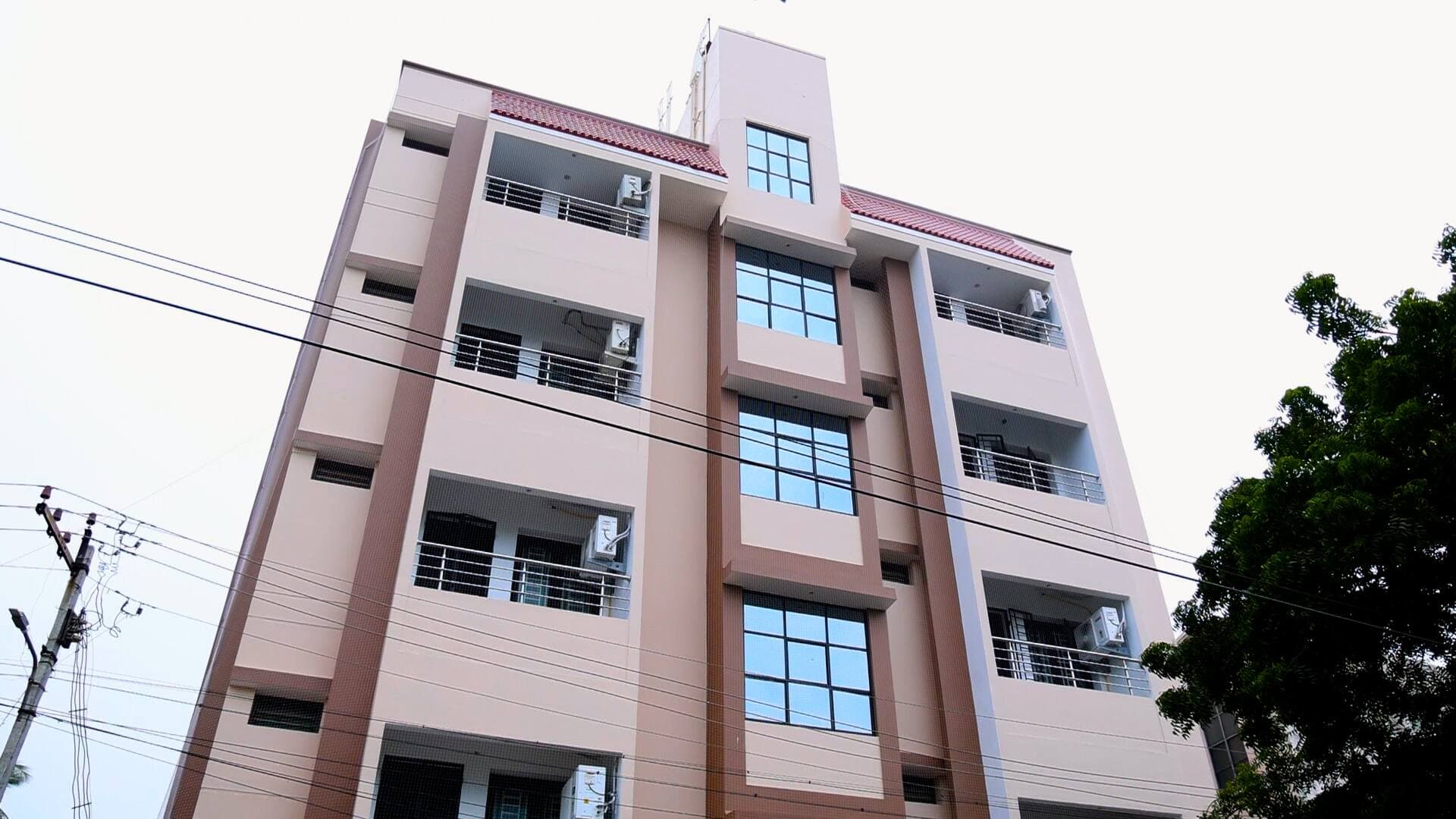 Exterior of Manian Apartments in Madurai.